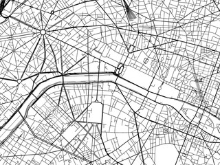 Road map of the city of  Paris Centre in France on a transparent background.