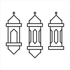 Ramadan Lantern Symbol Monochrome Background Vector Illustration