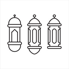 Ramadan Lantern Symbol Monochrome Background Vector Illustration