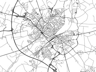 Road map of the city of  Saint-Quentin in France on a transparent background.