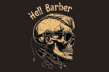 Skull barber vector illustration for t-shirt
