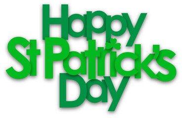 HAPPY ST PATRCK'S DAY green typography banner with shamrock motif on transparent background
