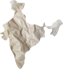 India map paper texture cut out on transparent background.