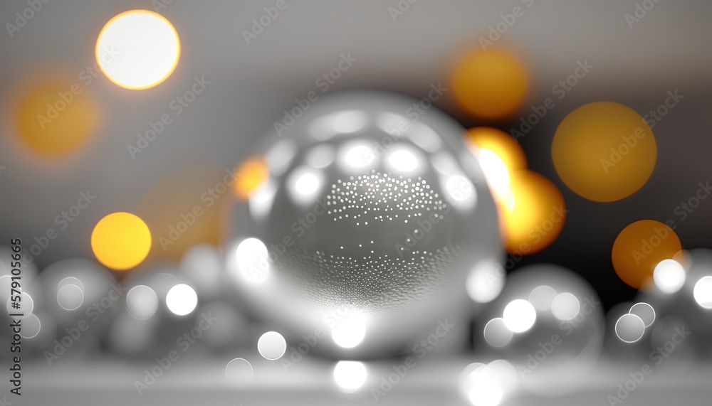Aufkleber a close up of a glass ball on a surface with lights in the background and a blurry background of cir