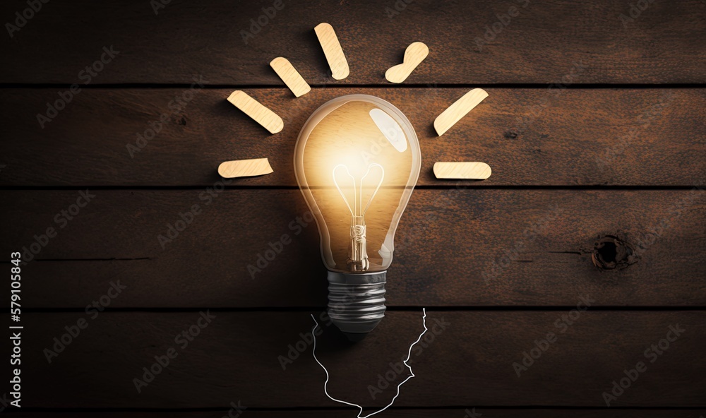 Poster a light bulb with a string attached to it on a wooden wall with a string attached to it and a string