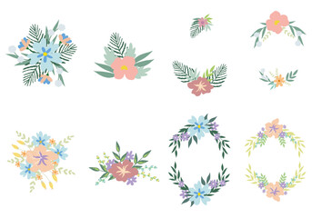 Set of floral branch. Floral poster, invite. Vector arrangements for greeting card or invitation design