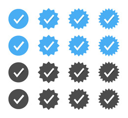Verified profile icons set. Guarantee signs vector collection.