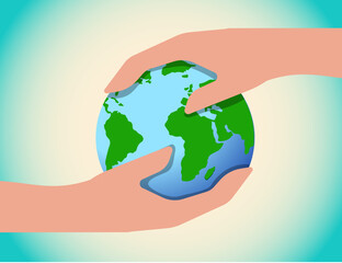hands holding the earth, environmental care concept, sustainability