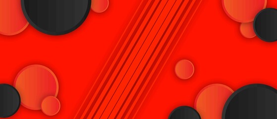 Modern Red and black abstract geometric design banner