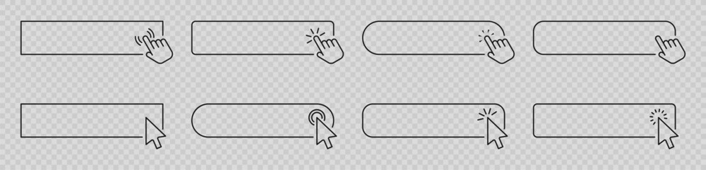 Button with cursor clicking on it. Click here button concept.
