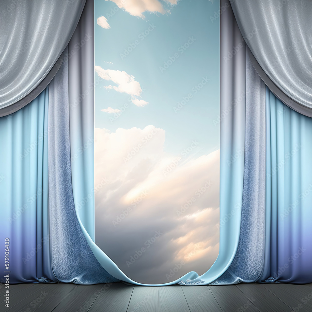 Wall mural generative ai: curtains luxury scene performance or background for web