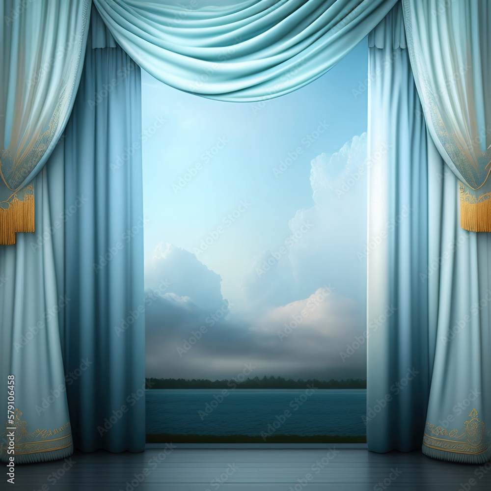 Wall mural generative ai: curtains luxury scene performance or background for web