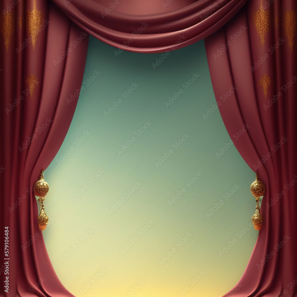 Wall mural generative ai: curtains luxury scene performance or background for web