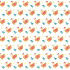Vector pattern with chicken for Easter and other users. Design element.