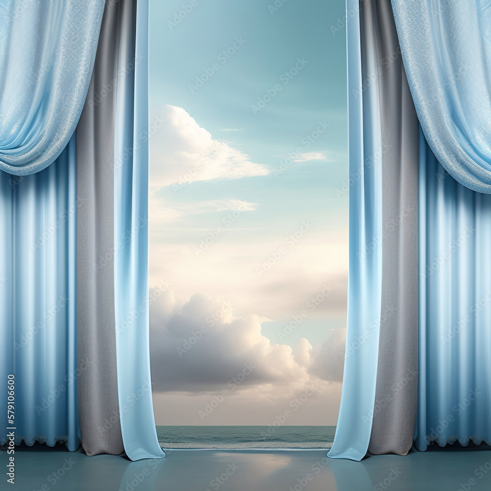 Wall mural generative ai: curtains luxury scene performance or background for web