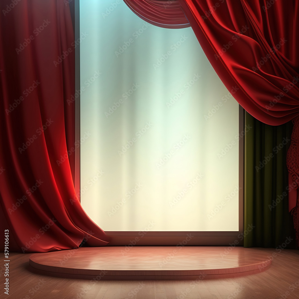 Wall mural generative ai: curtains luxury scene performance or background for web