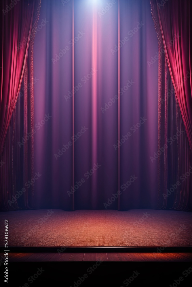 Wall mural generative ai: curtains luxury scene performance or background for web
