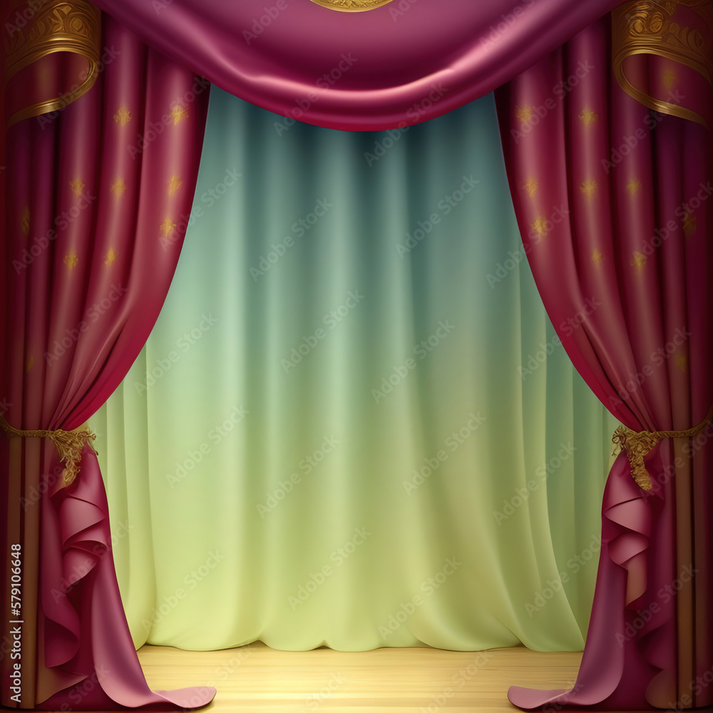 Wall mural generative ai: curtains luxury scene performance or background for web