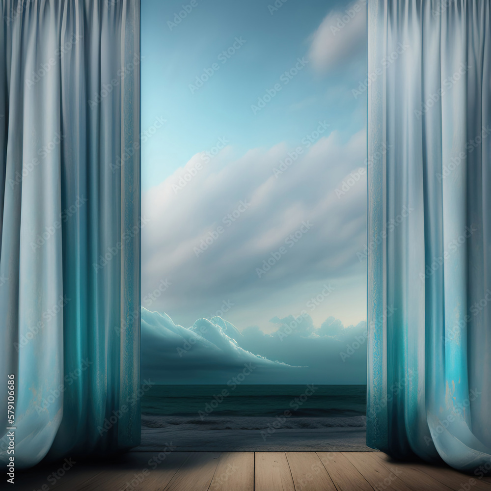 Wall mural generative ai: curtains luxury scene performance or background for web