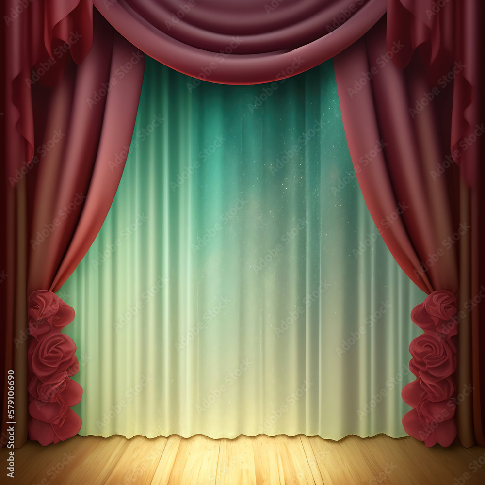 Wall mural generative ai: curtains luxury scene performance or background for web