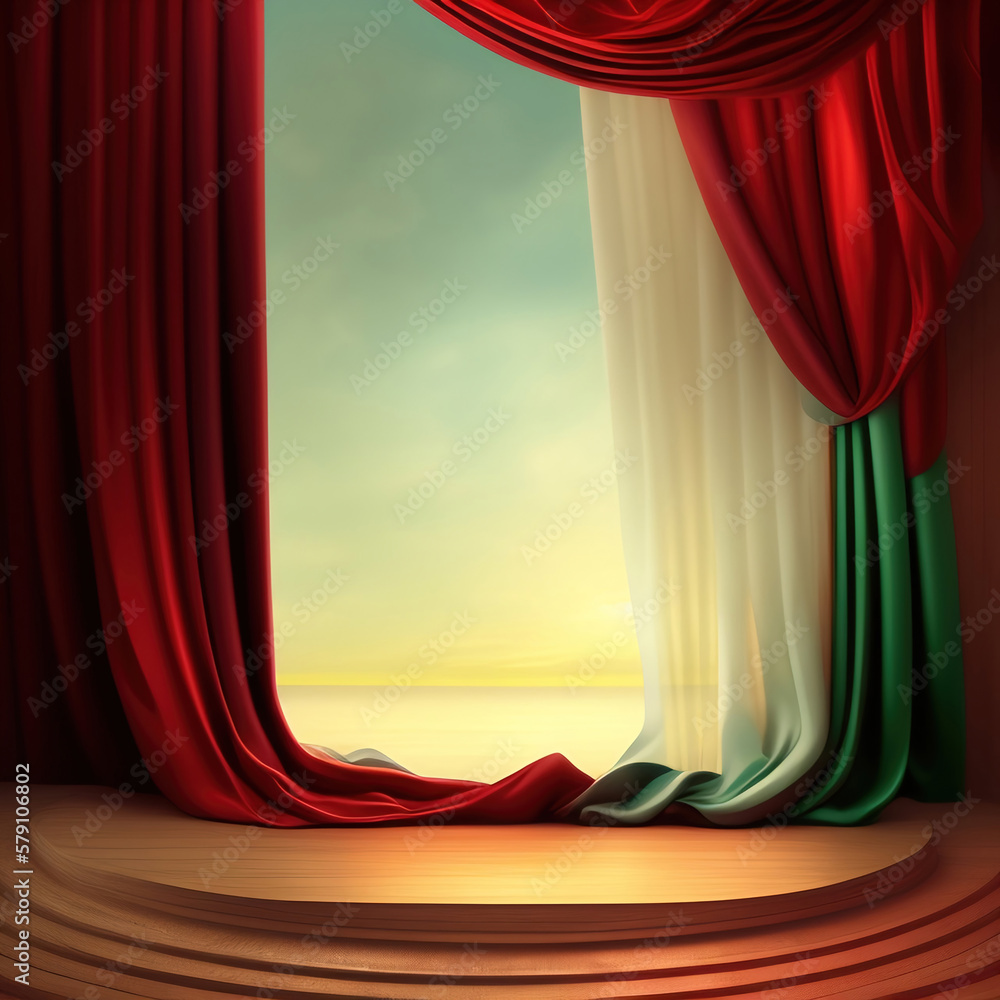 Wall mural generative ai: curtains luxury scene performance or background for web