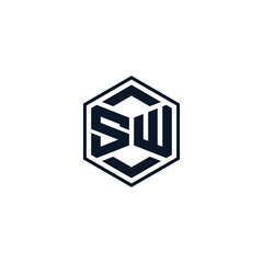 Initial Letter SW Hexagonal Design Logo
