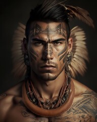 Indian warrior portrait. Generative AI