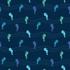 seamless seahorse pattern and background vector illustration