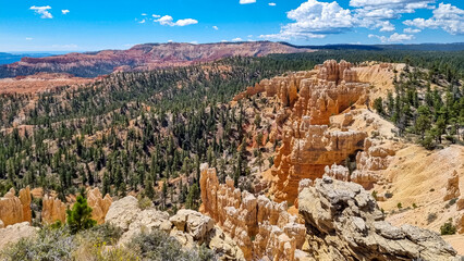 Scenic aerial view of Boat Mesa and massive hoodoo wall sandstone rock formation on Fairyland...
