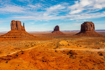 Fototapeta na wymiar Monument Valley with West and East Mittens, from top of valley