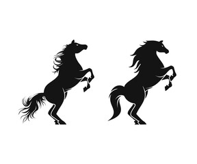 Fototapeta na wymiar Rearing Horse vector icon. Running horse black silhouette. Jumping horse vector illustration.