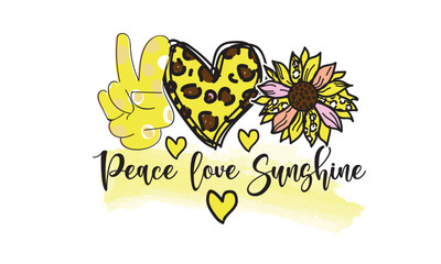 Peace Love Sunshine Sunflower Sublimation Design