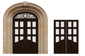 interior doors isolate on a transparent background, interior furniture, 3D illustration, cg render
