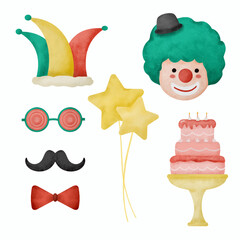 A watercolor canival party themed object, a concept for decorating a venue or making invitation cards.