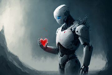 Futuristic Robot in love, Illustration,  Generative AI