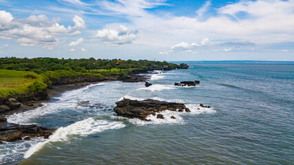 Fototapeta na wymiar Aerial view to The Beach Love (Pantai Cinta Kedunggu) at Bali, Indonesia.