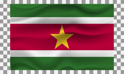 Obraz premium Suriname 3d flag state symbol isolated on background national banner. Greeting card National Independence Day of the Republic of Suriname. Illustration banner with realistic state flag.