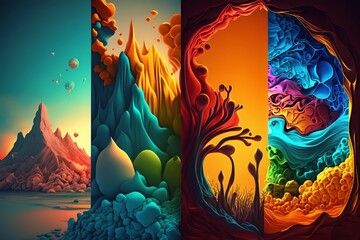 Harmonious Chaos: Intense Color Interplay Wallpaper - Generative AI