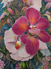 Orchid drawing with oil paints