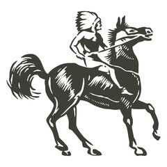 American Indian chief on a horse - vector illustration