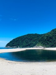 landscape with river and blue sky