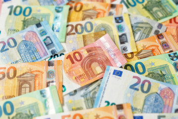 Obraz na płótnie Canvas Euro banknotes bill saving money background pay paying finances bank notes banknote