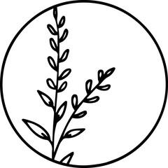 Moon with wild flowers, line art