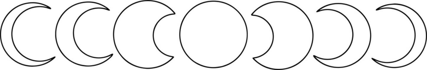 Moon with wild flowers, line art