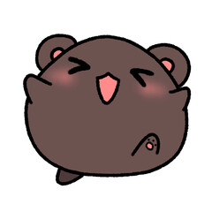 Hand-drawn Cute Dark Brown Bear feel happy in doodle style