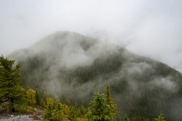 Sulphur mountain in Alberta, Canada on a moody autumn day