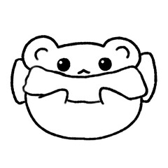 Hand-drawn Line White Bear with Blue scarf in doodle style