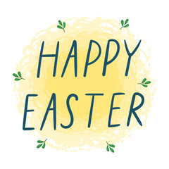 Vector Colorful Greeting Card with Hand Drawn Littering Happy Easter