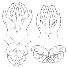 Obraz premium Collection of praying hands drawing outline