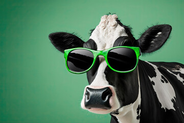 Cute Cartoon Cow  wearing Sunglasses (Generative AI)